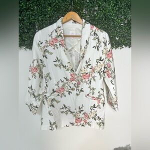 LC Lauren Conrad White Pink Floral Blazer Size Small